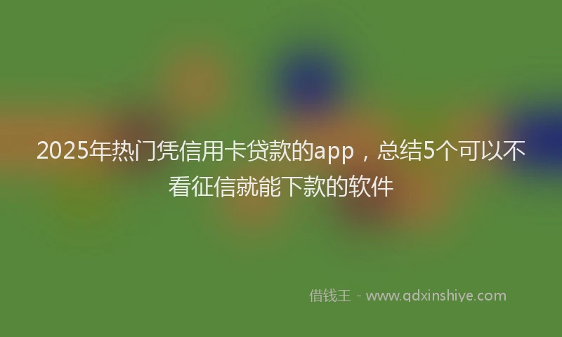 2025年热门凭信用卡贷款的app，总结5个可以不看征信就能下款的软件