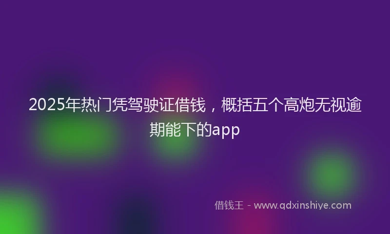 2025年热门凭驾驶证借钱，概括五个高炮无视逾期能下的app