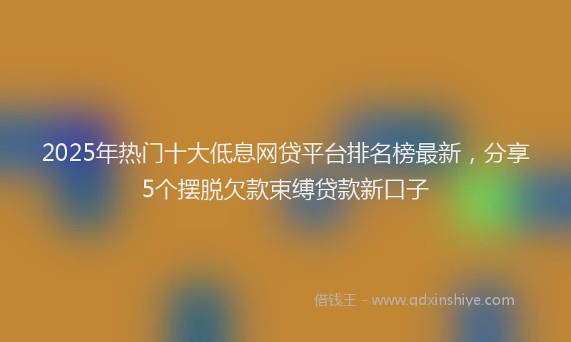 2025年热门十大低息网贷平台排名榜最新，分享5个摆脱欠款束缚贷款新口子