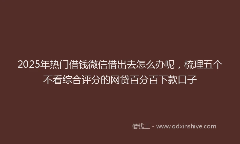 2025年热门借钱微信借出去怎么办呢，梳理五个不看综合评分的网贷百分百下款口子