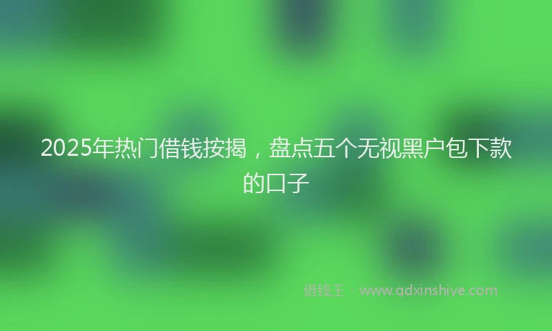 2025年热门借钱按揭，盘点五个无视黑户包下款的口子