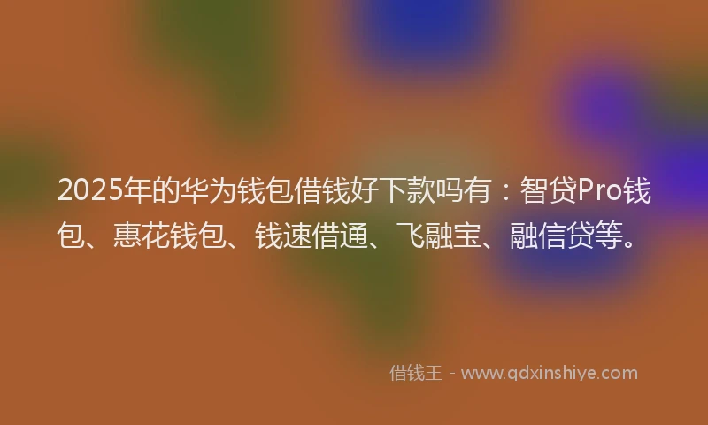 2025年的华为钱包借钱好下款吗有：智贷Pro钱包、惠花钱包、钱速借通、飞融宝、融信贷等。