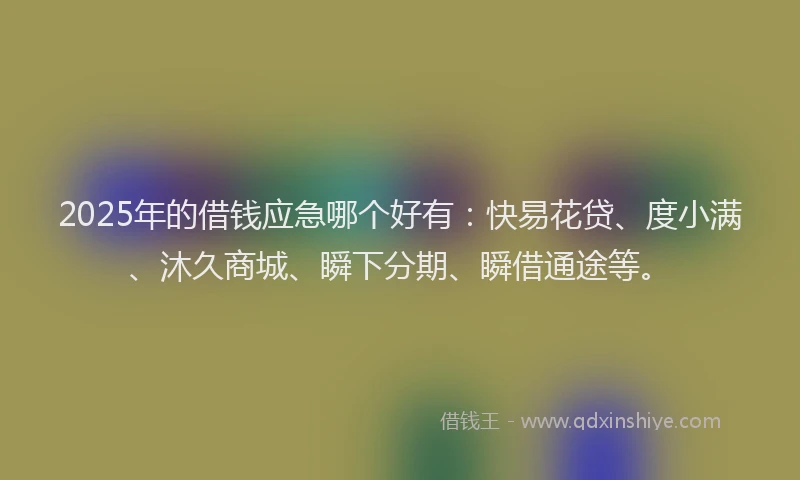 2025年的借钱应急哪个好有：快易花贷、度小满、沐久商城、瞬下分期、瞬借通途等。