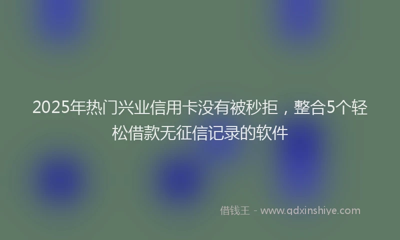 2025年热门兴业信用卡没有被秒拒，整合5个轻松借款无征信记录的软件