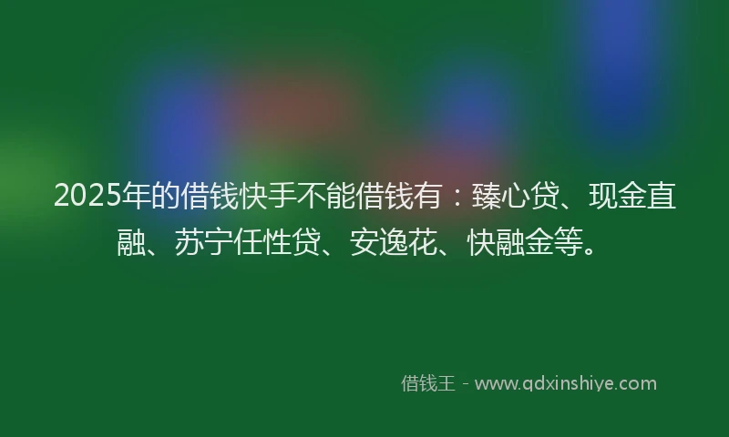 2025年的借钱快手不能借钱有：臻心贷、现金直融、苏宁任性贷、安逸花、快融金等。
