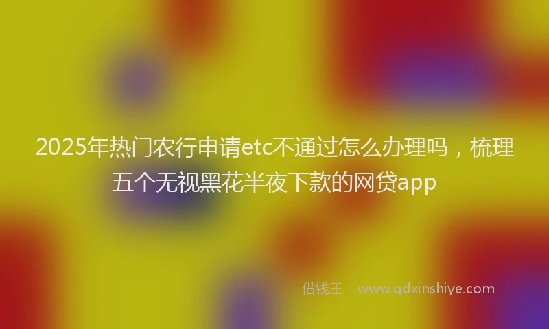 2025年热门农行申请etc不通过怎么办理吗，梳理五个无视黑花半夜下款的网贷app