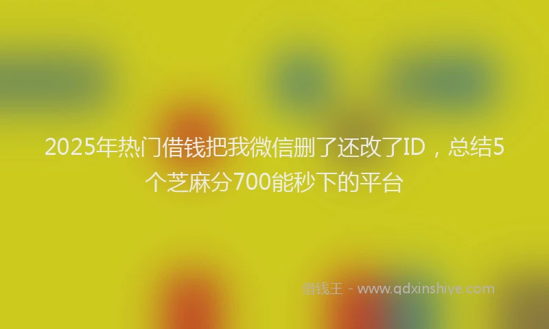 2025年热门借钱把我微信删了还改了ID，总结5个芝麻分700能秒下的平台