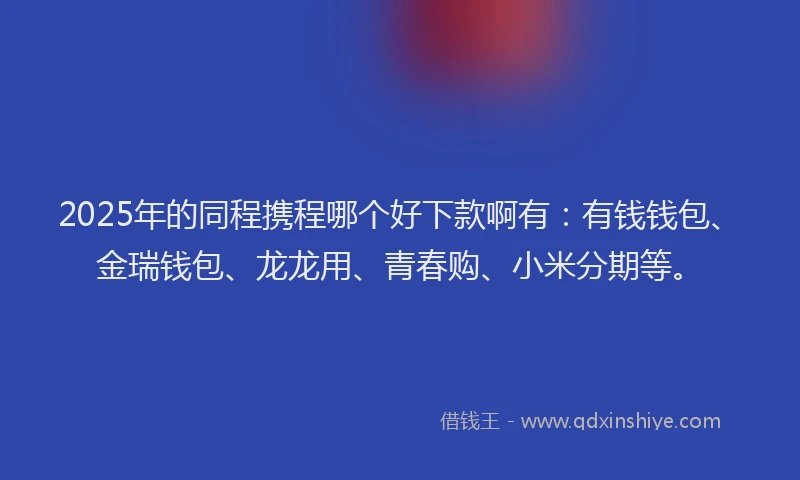 2025年的同程携程哪个好下款啊有：有钱钱包、金瑞钱包、龙龙用、青春购、小米分期等。