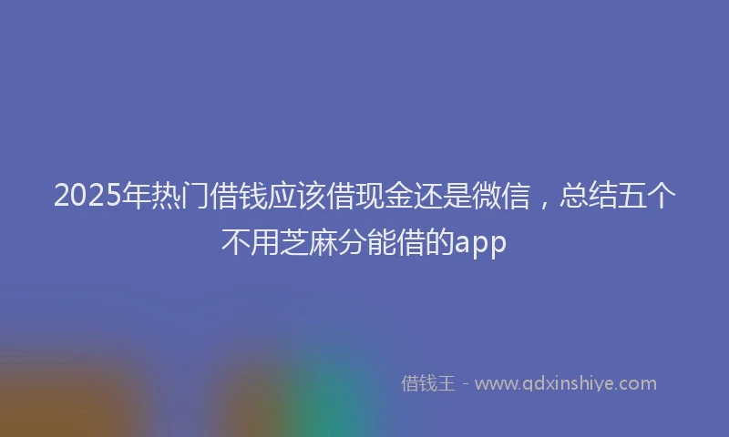 2025年热门借钱应该借现金还是微信，总结五个不用芝麻分能借的app