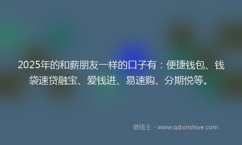 2025年的和薪朋友一样的口子有：便捷钱包、钱袋速贷融宝、爱钱进、易速购、分期悦等。