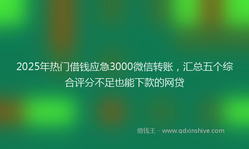 2025年热门借钱应急3000微信转账，汇总五个综合评分不足也能下款的网贷