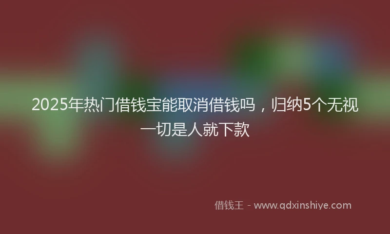 2025年热门借钱宝能取消借钱吗，归纳5个无视一切是人就下款