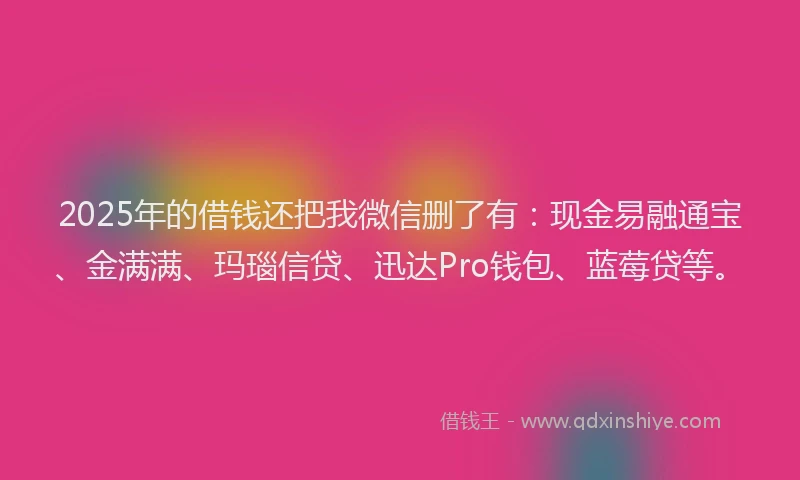 2025年的借钱还把我微信删了有：现金易融通宝、金满满、玛瑙信贷、迅达Pro钱包、蓝莓贷等。