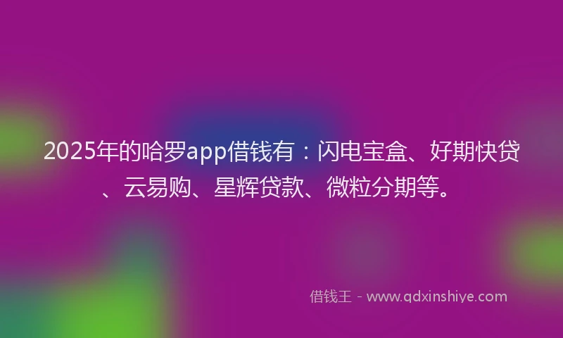 2025年的哈罗app借钱有：闪电宝盒、好期快贷、云易购、星辉贷款、微粒分期等。