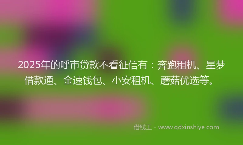 2025年的呼市贷款不看征信有：奔跑租机、星梦借款通、金速钱包、小安租机、蘑菇优选等。