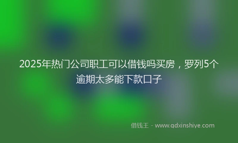 2025年热门公司职工可以借钱吗买房，罗列5个逾期太多能下款口子