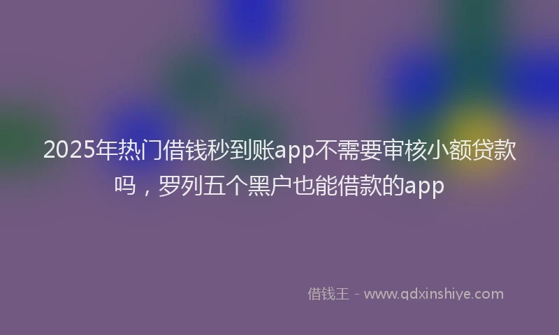 2025年热门借钱秒到账app不需要审核小额贷款吗，罗列五个黑户也能借款的app