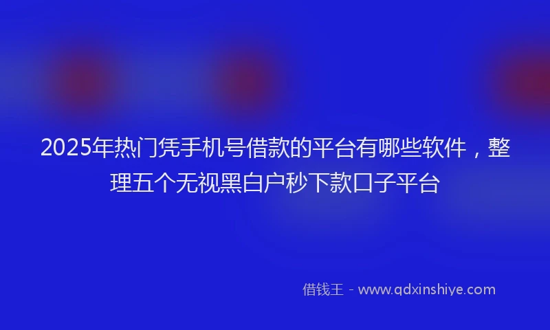 2025年热门凭手机号借款的平台有哪些软件，整理五个无视黑白户秒下款口子平台