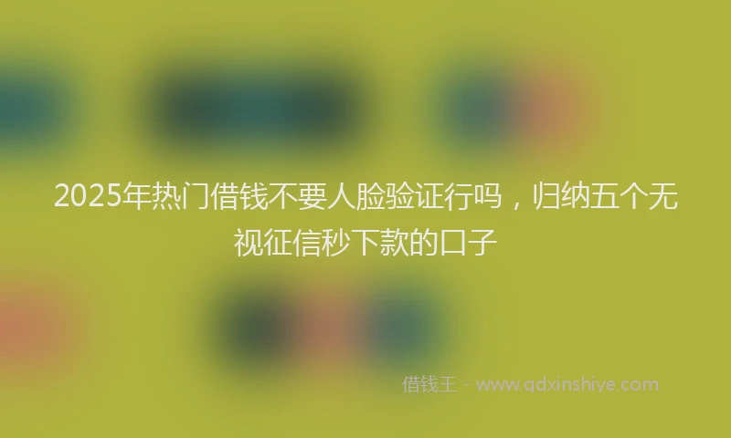 2025年热门借钱不要人脸验证行吗，归纳五个无视征信秒下款的口子