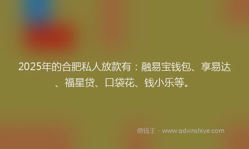 2025年的合肥私人放款有：融易宝钱包、享易达、福星贷、口袋花、钱小乐等。