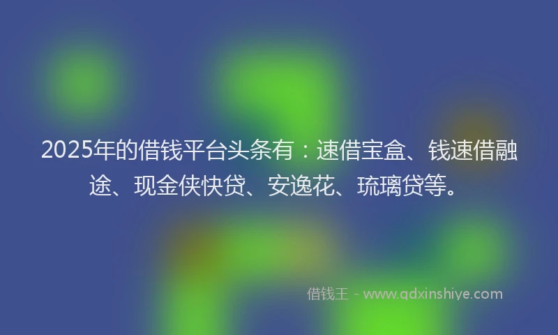 2025年的借钱平台头条有：速借宝盒、钱速借融途、现金侠快贷、安逸花、琉璃贷等。