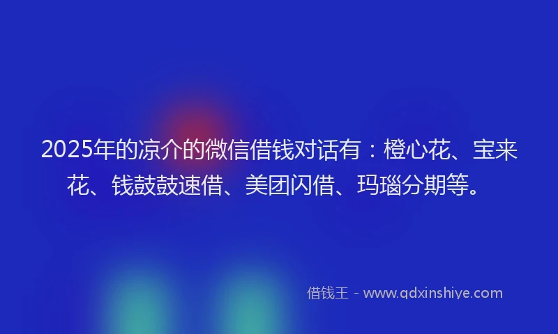 2025年的凉介的微信借钱对话有：橙心花、宝来花、钱鼓鼓速借、美团闪借、玛瑙分期等。