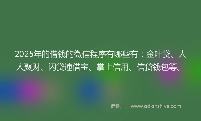 2025年的借钱的微信程序有哪些有：金叶贷、人人聚财、闪贷速借宝、掌上信用、信贷钱包等。