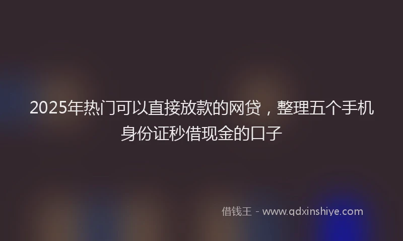 2025年热门可以直接放款的网贷，整理五个手机身份证秒借现金的口子