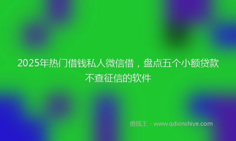 2025年热门借钱私人微信借，盘点五个小额贷款不查征信的软件