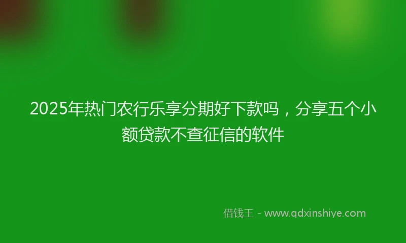 2025年热门农行乐享分期好下款吗，分享五个小额贷款不查征信的软件