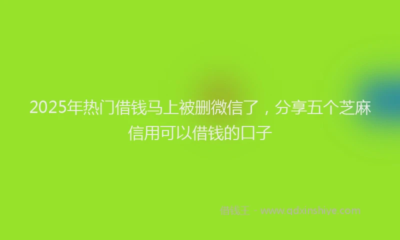 2025年热门借钱马上被删微信了，分享五个芝麻信用可以借钱的口子