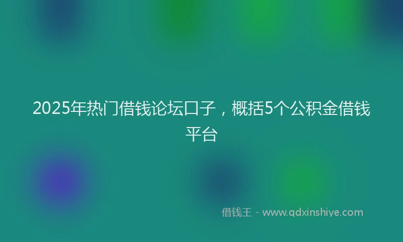 2025年热门借钱论坛口子，概括5个公积金借钱平台