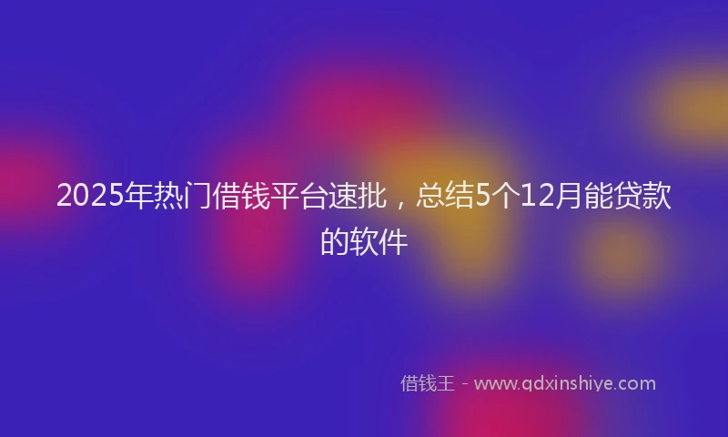 2025年热门借钱平台速批，总结5个12月能贷款的软件