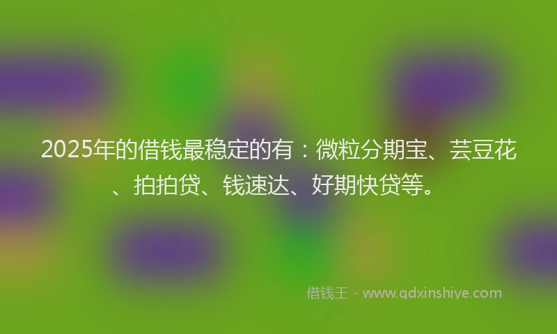 2025年的借钱最稳定的有：微粒分期宝、芸豆花、拍拍贷、钱速达、好期快贷等。