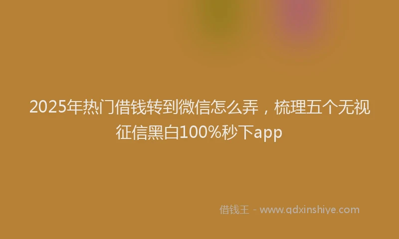 2025年热门借钱转到微信怎么弄，梳理五个无视征信黑白100%秒下app