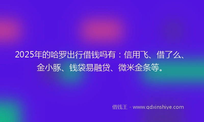 2025年的哈罗出行借钱吗有：信用飞、借了么、金小豚、钱袋易融贷、微米金条等。