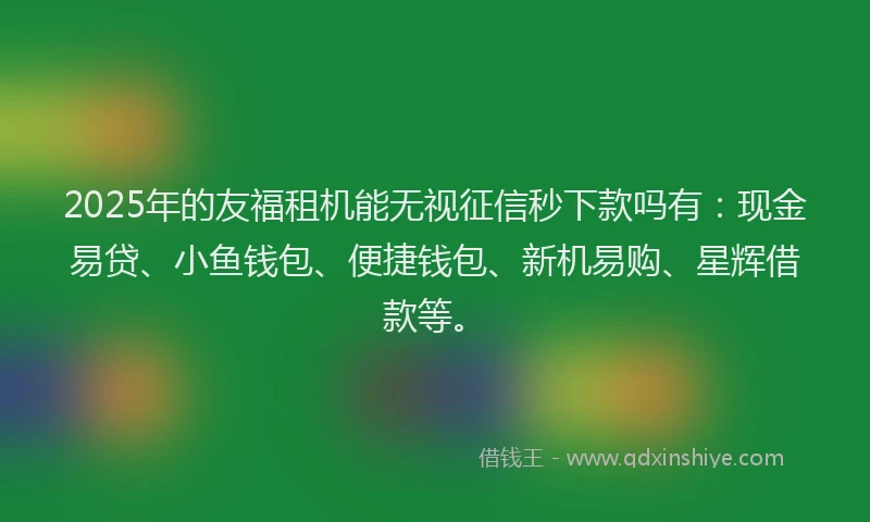 2025年的友福租机能无视征信秒下款吗有：现金易贷、小鱼钱包、便捷钱包、新机易购、星辉借款等。