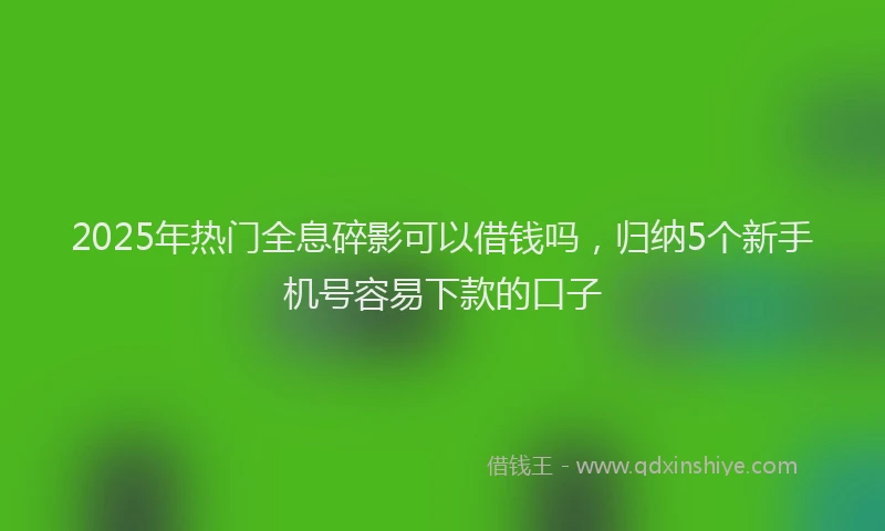 2025年热门全息碎影可以借钱吗，归纳5个新手机号容易下款的口子