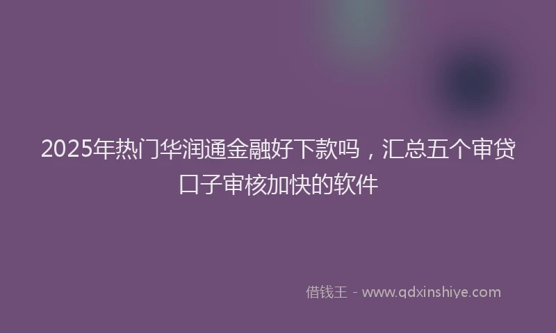 2025年热门华润通金融好下款吗，汇总五个审贷口子审核加快的软件
