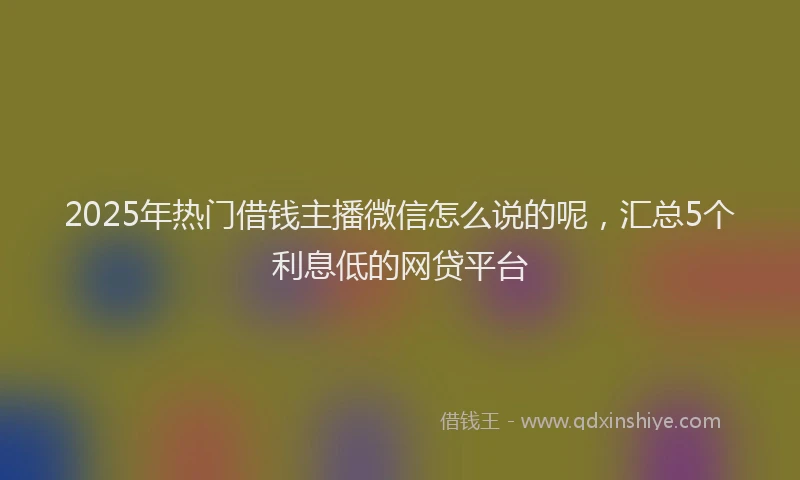 2025年热门借钱主播微信怎么说的呢，汇总5个利息低的网贷平台