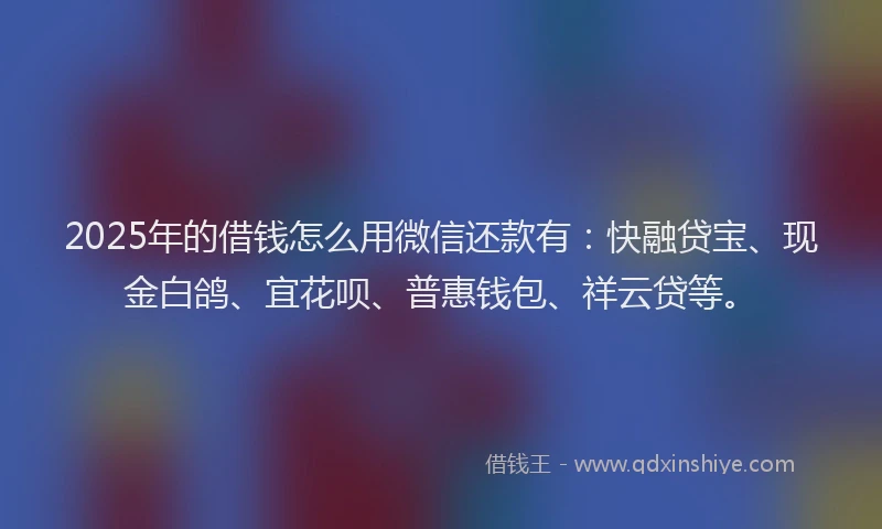 2025年的借钱怎么用微信还款有：快融贷宝、现金白鸽、宜花呗、普惠钱包、祥云贷等。