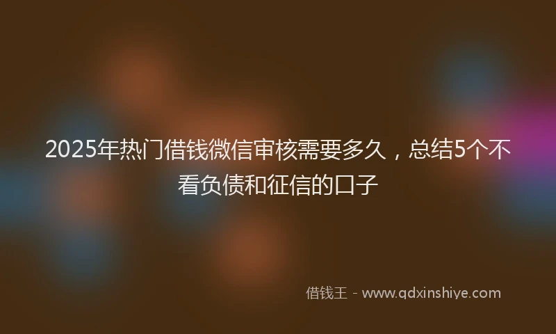 2025年热门借钱微信审核需要多久，总结5个不看负债和征信的口子