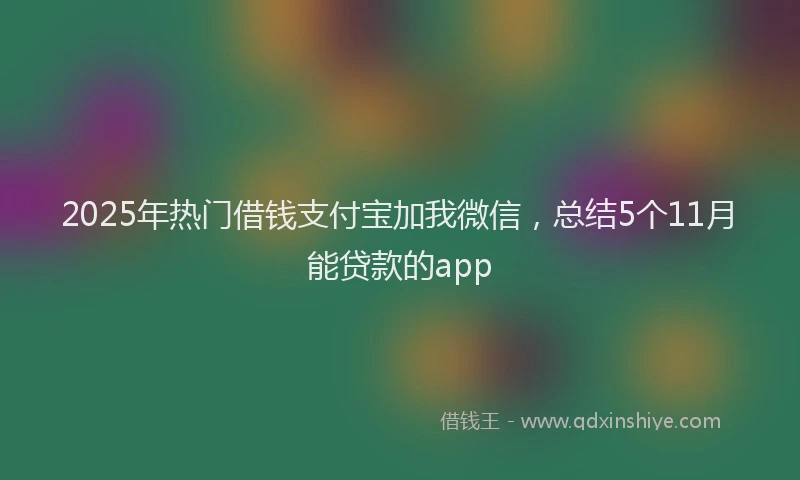 2025年热门借钱支付宝加我微信，总结5个11月能贷款的app