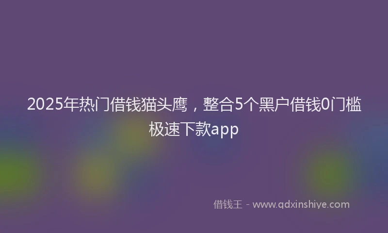 2025年热门借钱猫头鹰，整合5个黑户借钱0门槛极速下款app