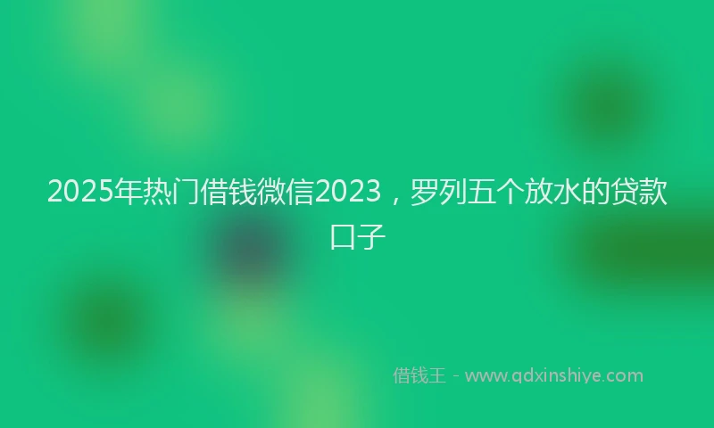 2025年热门借钱微信2023，罗列五个放水的贷款口子