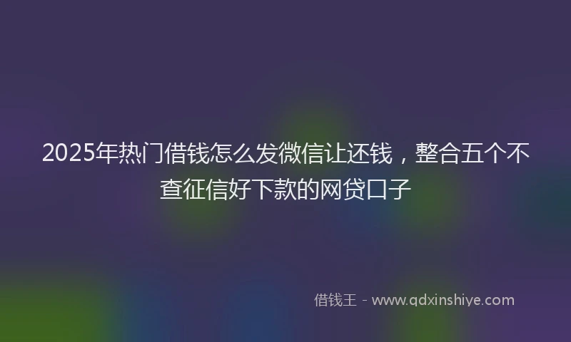2025年热门借钱怎么发微信让还钱，整合五个不查征信好下款的网贷口子