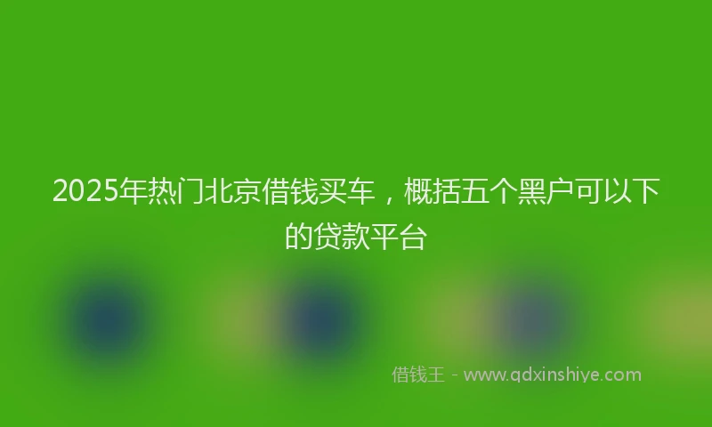 2025年热门北京借钱买车，概括五个黑户可以下的贷款平台