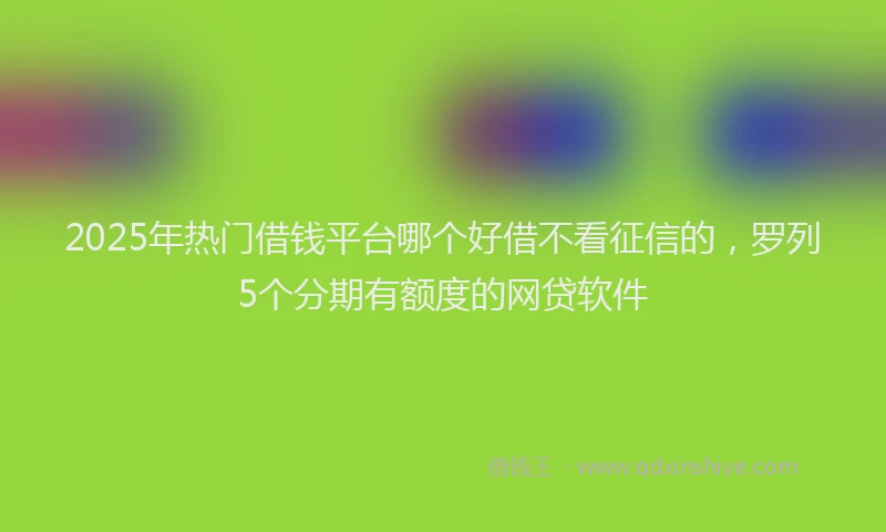2025年热门借钱平台哪个好借不看征信的，罗列5个分期有额度的网贷软件