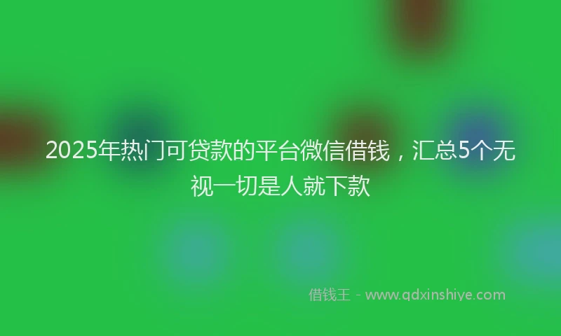 2025年热门可贷款的平台微信借钱，汇总5个无视一切是人就下款