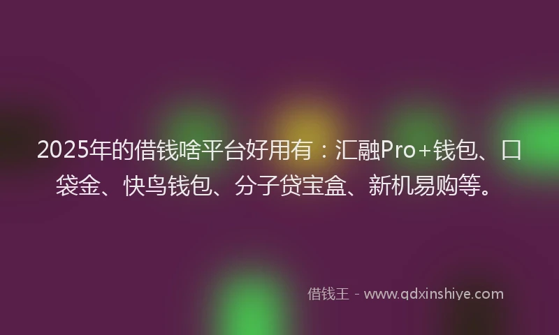 2025年的借钱啥平台好用有：汇融Pro+钱包、口袋金、快鸟钱包、分子贷宝盒、新机易购等。